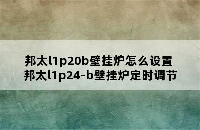 邦太l1p20b壁挂炉怎么设置 邦太l1p24-b壁挂炉定时调节